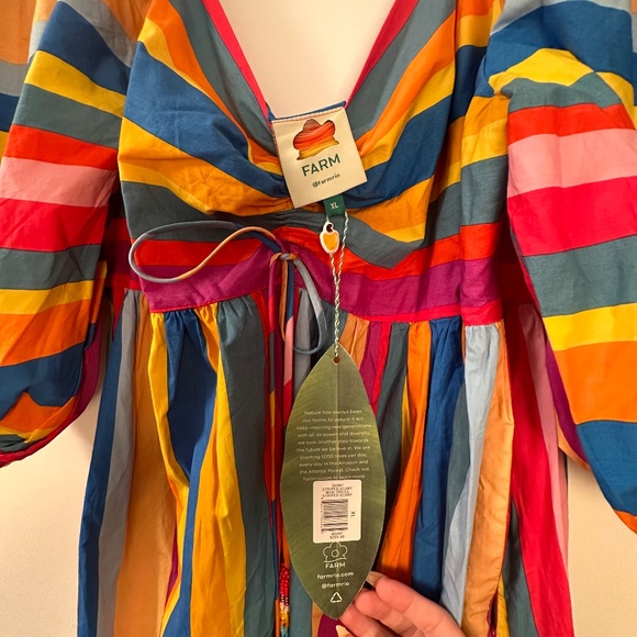 NWT Farm Rio Striped Scarf Maxi Dress With Puff Sleeves - XL - Picture 5 of 7